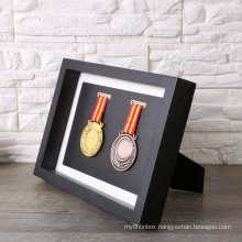 A4 Good quality Classic design 3D black Shadow box for artwork show and medal display wholesale solid wood frame